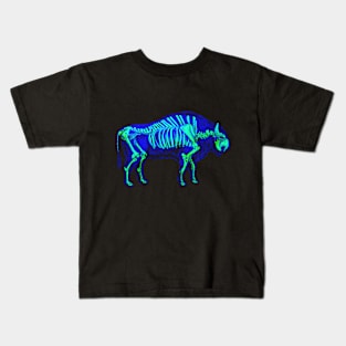 Bison Skeleton Interactive Green&Blue Filter T-Shirt By Red&Blue Kids T-Shirt